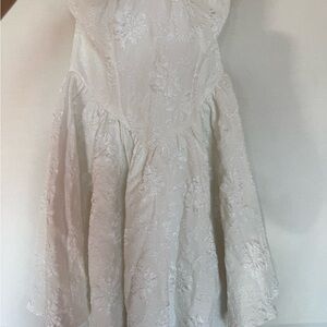 White Floral Jacquard Mini Dress size small